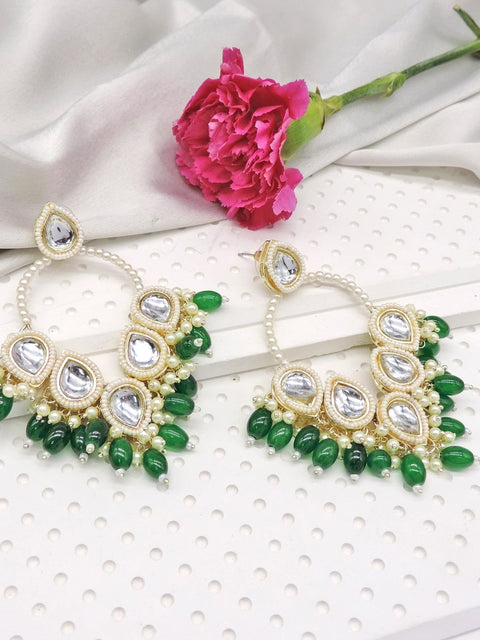 Classic drop earrings in green – Indian green chandbali earrings USA – Joyrias