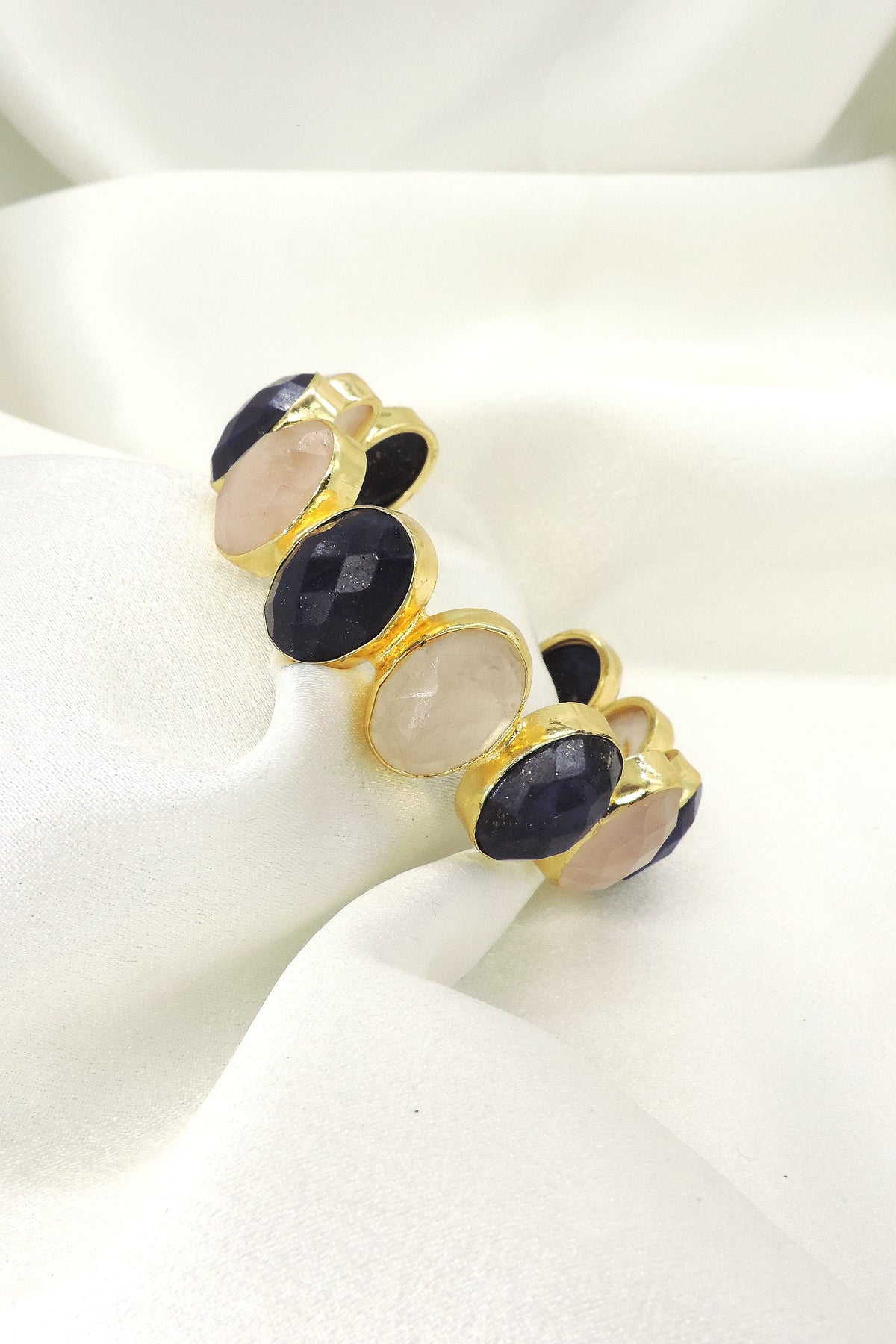 Multicolor Gemstone Statement Bracelet | Gold Plated Contemporary Jewelry
