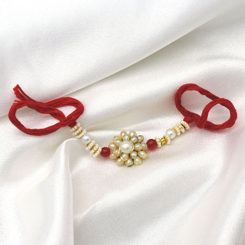 Pearl Floral Bhaiya Rakhi by Joyrias