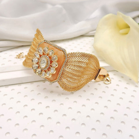 Gold glow mesh bracelet – Indian gold tone mesh bracelet for women USA – Joyrias