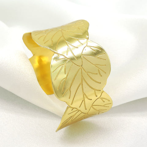 Gold Leaf Cuff Bracelet | Statement Nature-Inspired Bangle