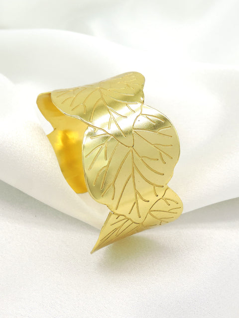 Gold Leaf Cuff Bracelet | Statement Nature-Inspired Bangle