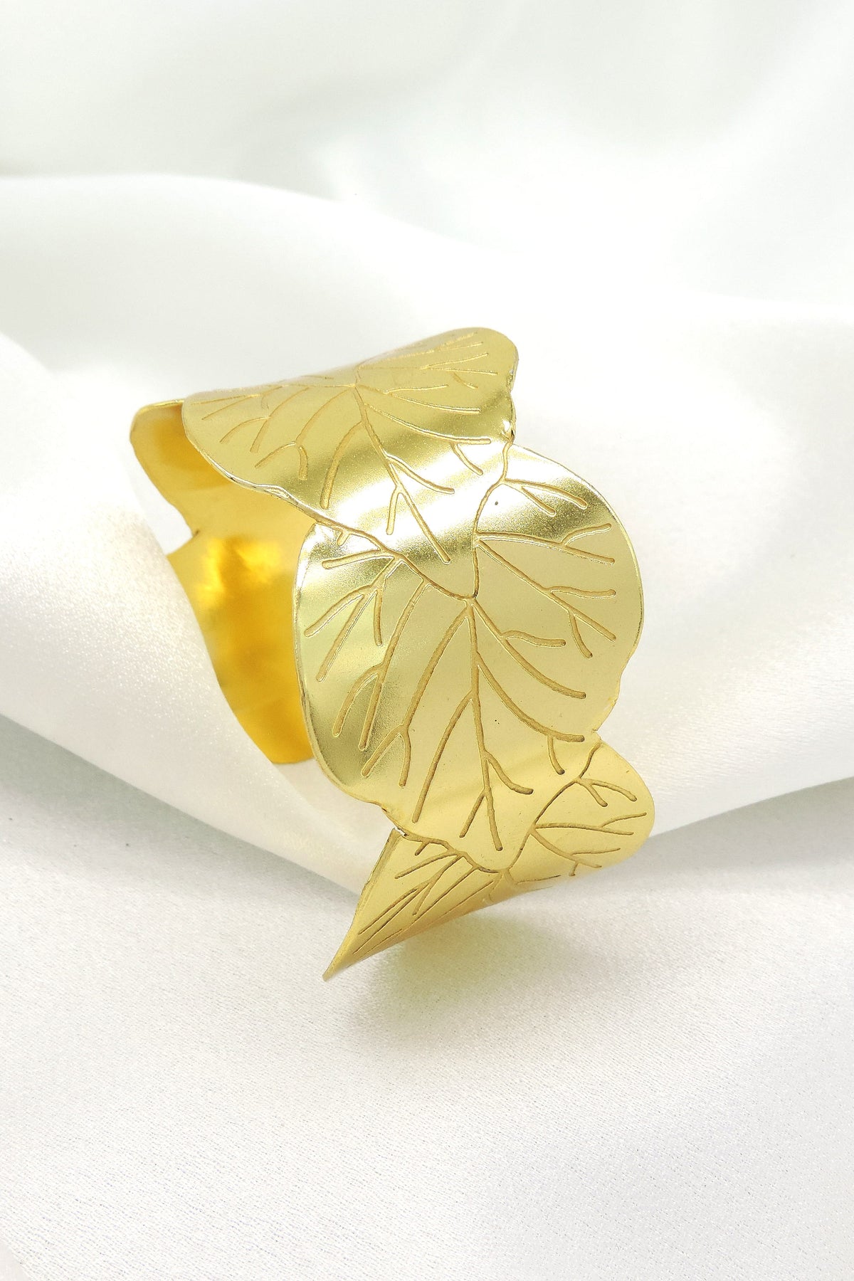 Gold Leaf Cuff Bracelet | Statement Nature-Inspired Bangle