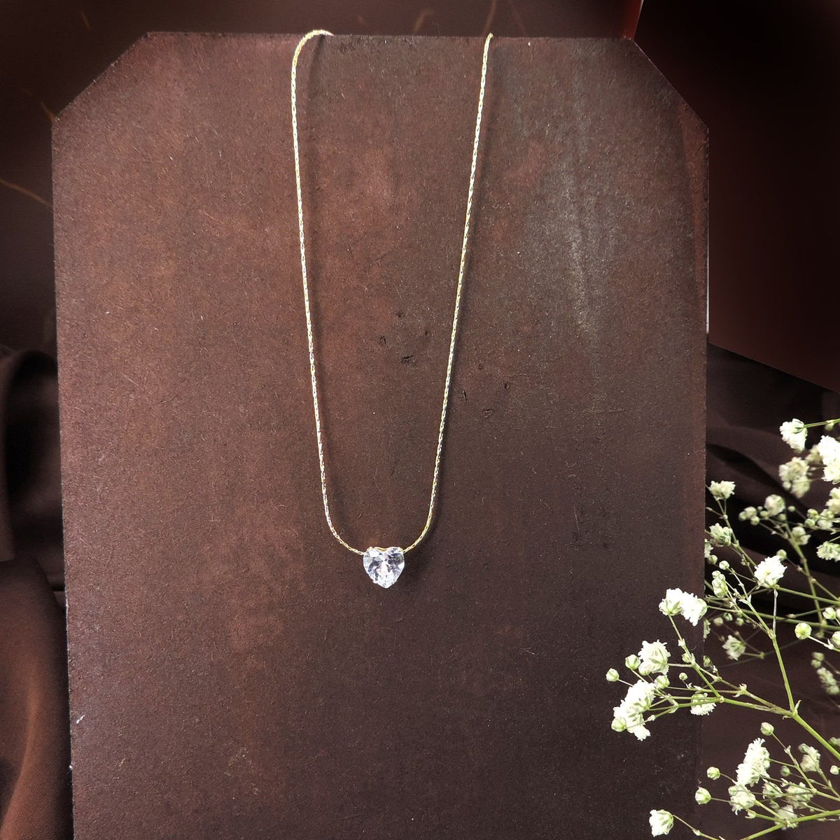 18K gold plated heart solitaire pendant necklace – romantic gold heart necklace USA – Joyrias