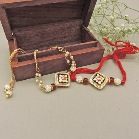 Midnight Floral Bhaiya Bhabhi Rakhi Set by Joyrias