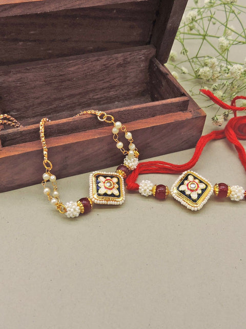 Midnight Floral Bhaiya Bhabhi Rakhi Set by Joyrias