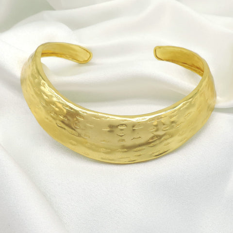 Textured Gold-Plated Brass Choker Necklace | Bold Statement Collar