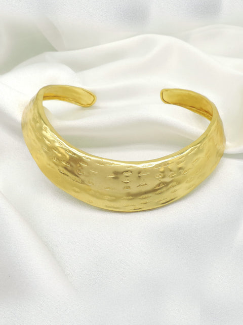 Textured Gold-Plated Brass Choker Necklace | Bold Statement Collar
