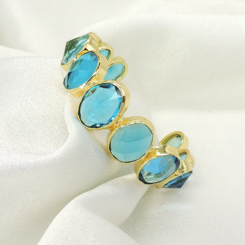 Multicolor Gemstone Statement Bracelet | Gold Plated Contemporary Jewelry