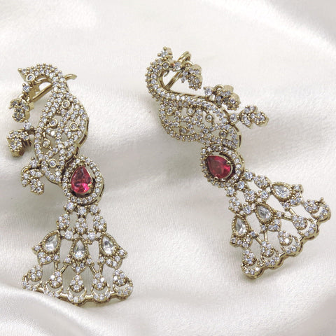 Ruby Peacock AD Ear Cuff Earrings by Joyrias