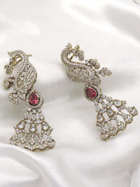 Ruby Peacock AD Ear Cuff Earrings by Joyrias