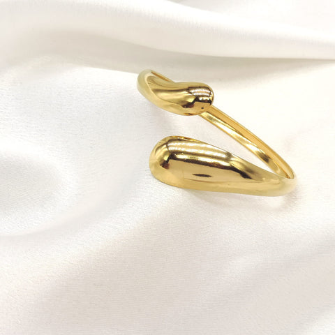 Teardrop Open Gold Cuff Bracelet by Joyrias