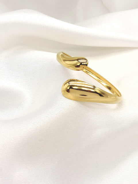 Teardrop Open Gold Cuff Bracelet by Joyrias
