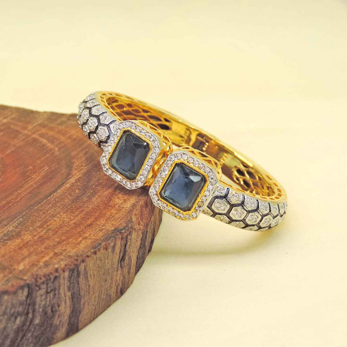 CZ bracelet with blue doublet – Indian cubic zirconia blue bracelet USA – Joyrias
