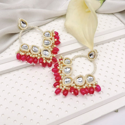 Classic drop chandbali earrings in red – Indian red chandbali for festive wear USA – Joyrias
