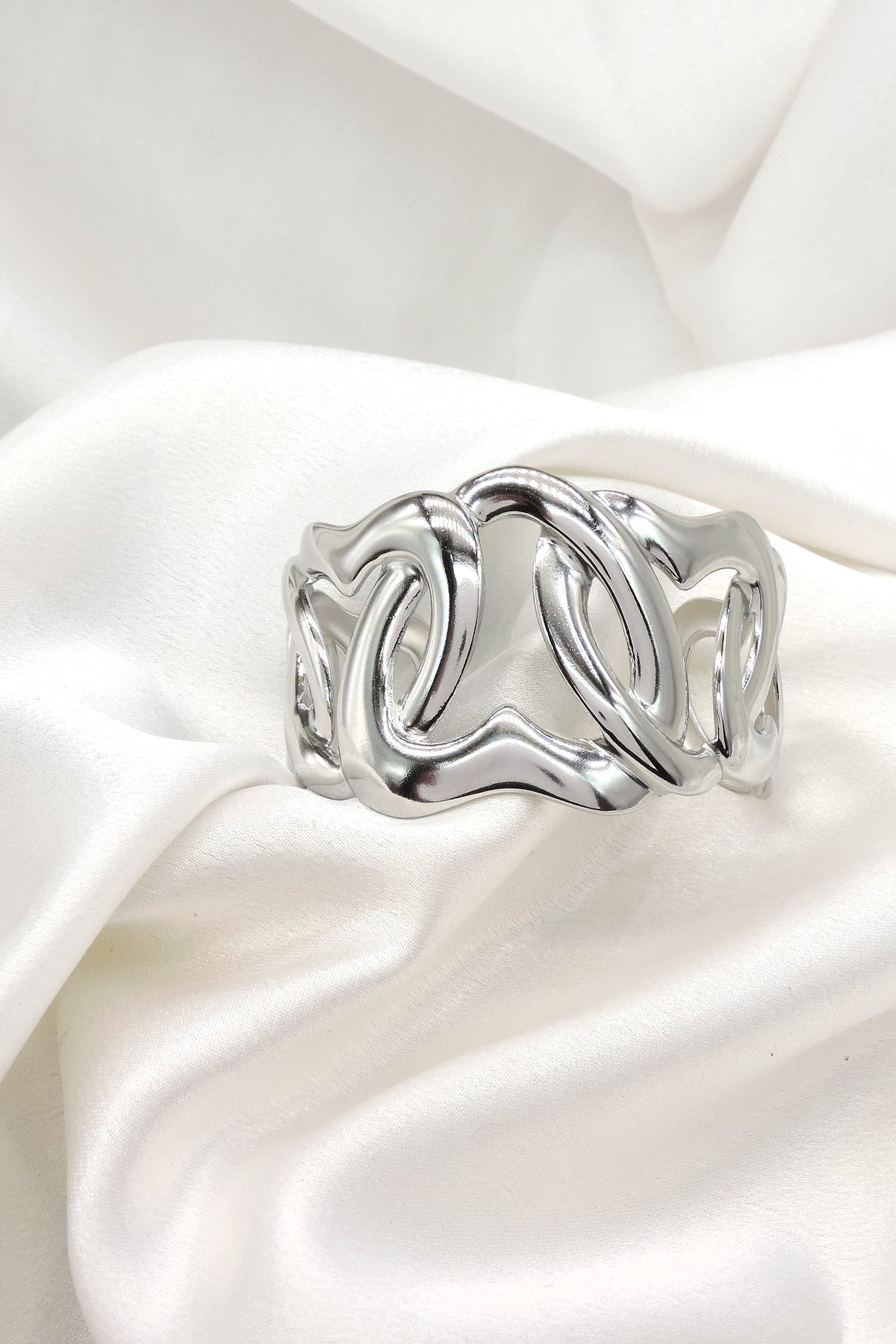 Abstract Silver Cuff Bracelet by Joyrias