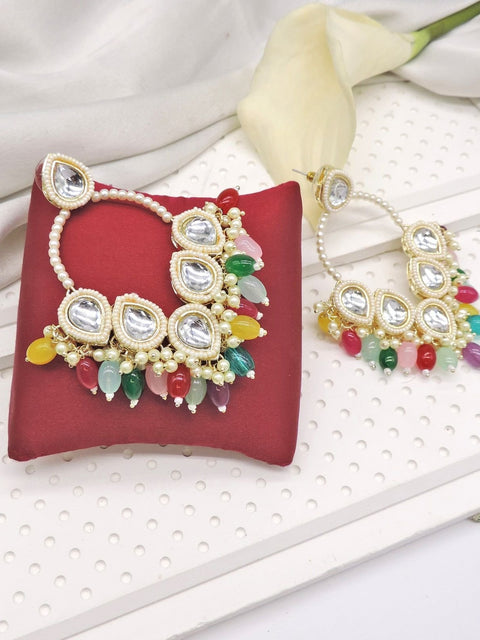 Classic drop chandbali earrings in multicolor – Indian festive chandbali earrings USA – Joyrias