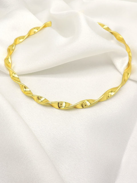 Twisted Gold Choker Necklace | Minimal Statement Collar Necklace