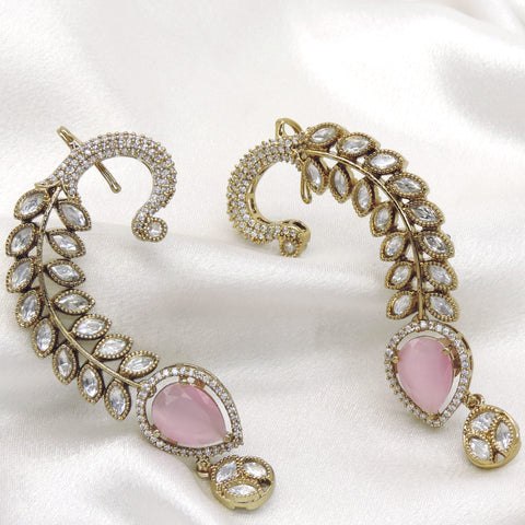 Pink Stone AD Ear Cuff Earrings by Joyrias