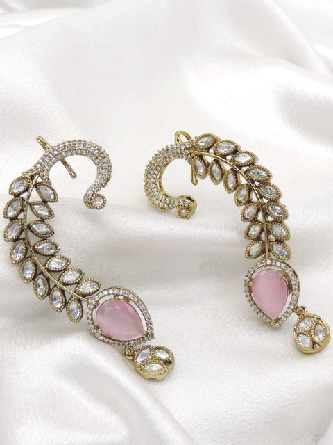 Pink Stone AD Ear Cuff Earrings by Joyrias