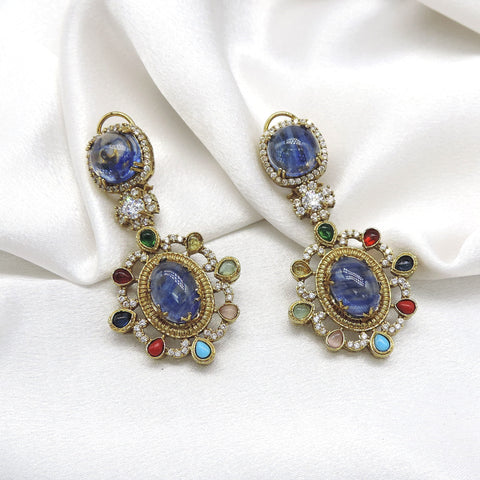 Celestial blue multistone drop earrings by Joyrias