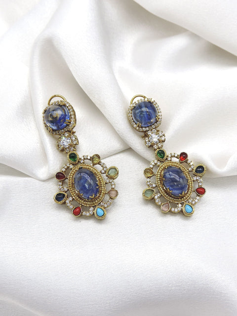 Celestial blue multistone drop earrings by Joyrias
