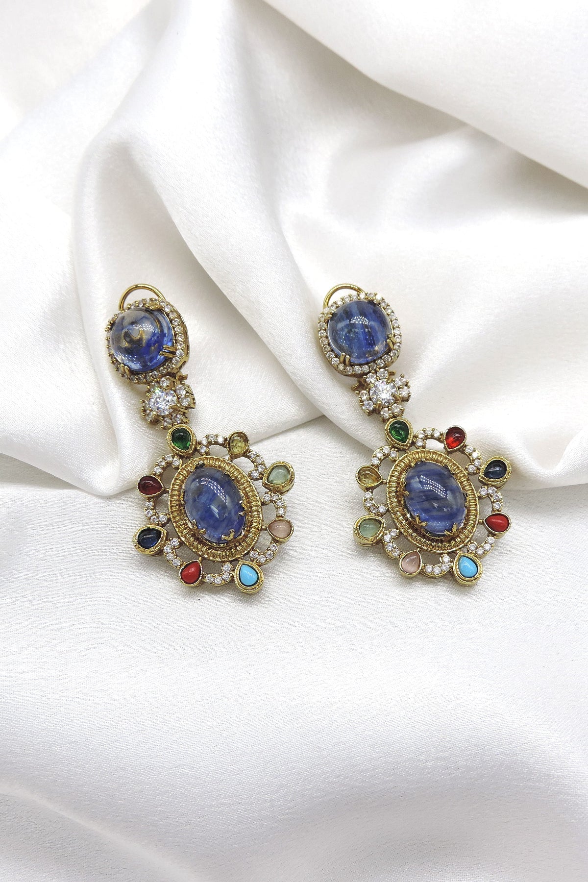 Celestial blue multistone drop earrings by Joyrias