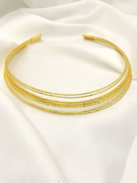 Multi-Layer Gold Choker Necklace | Minimal Textured Statement Collar