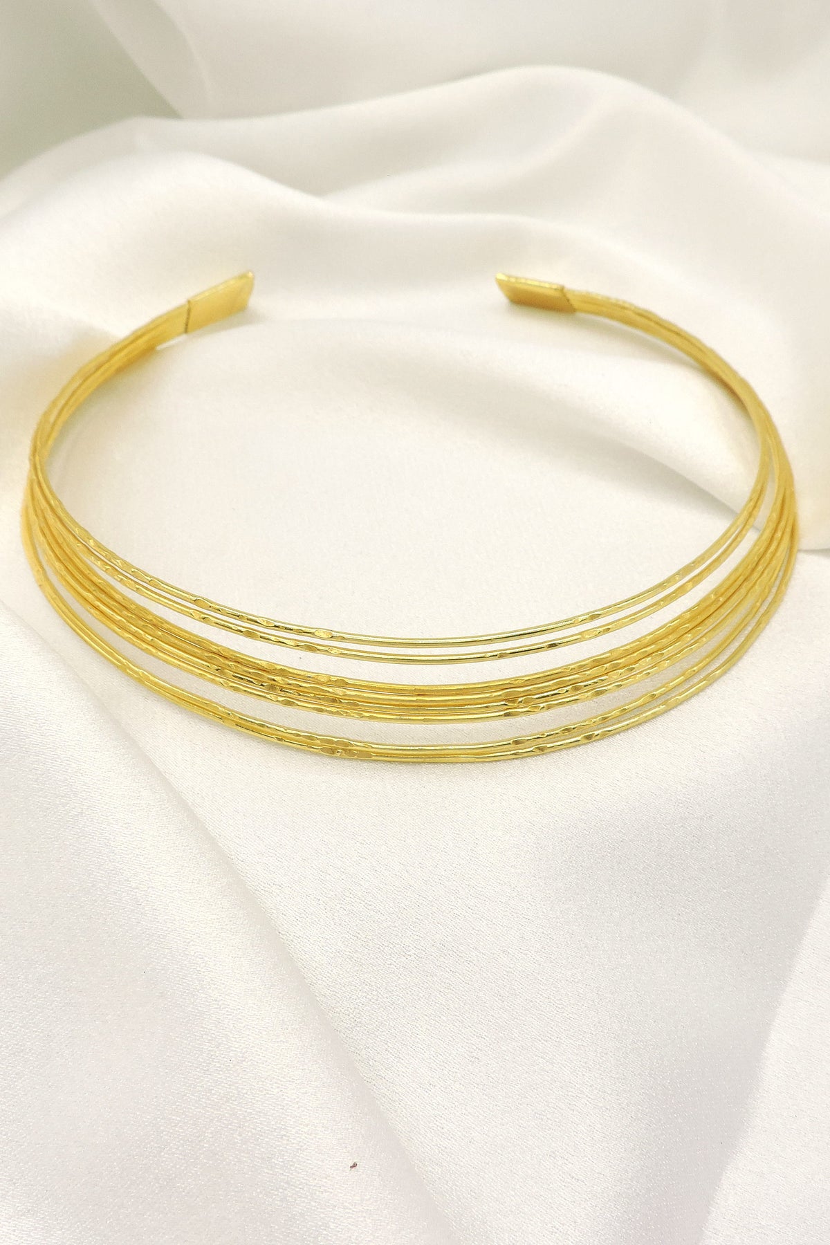 Multi-Layer Gold Choker Necklace | Minimal Textured Statement Collar