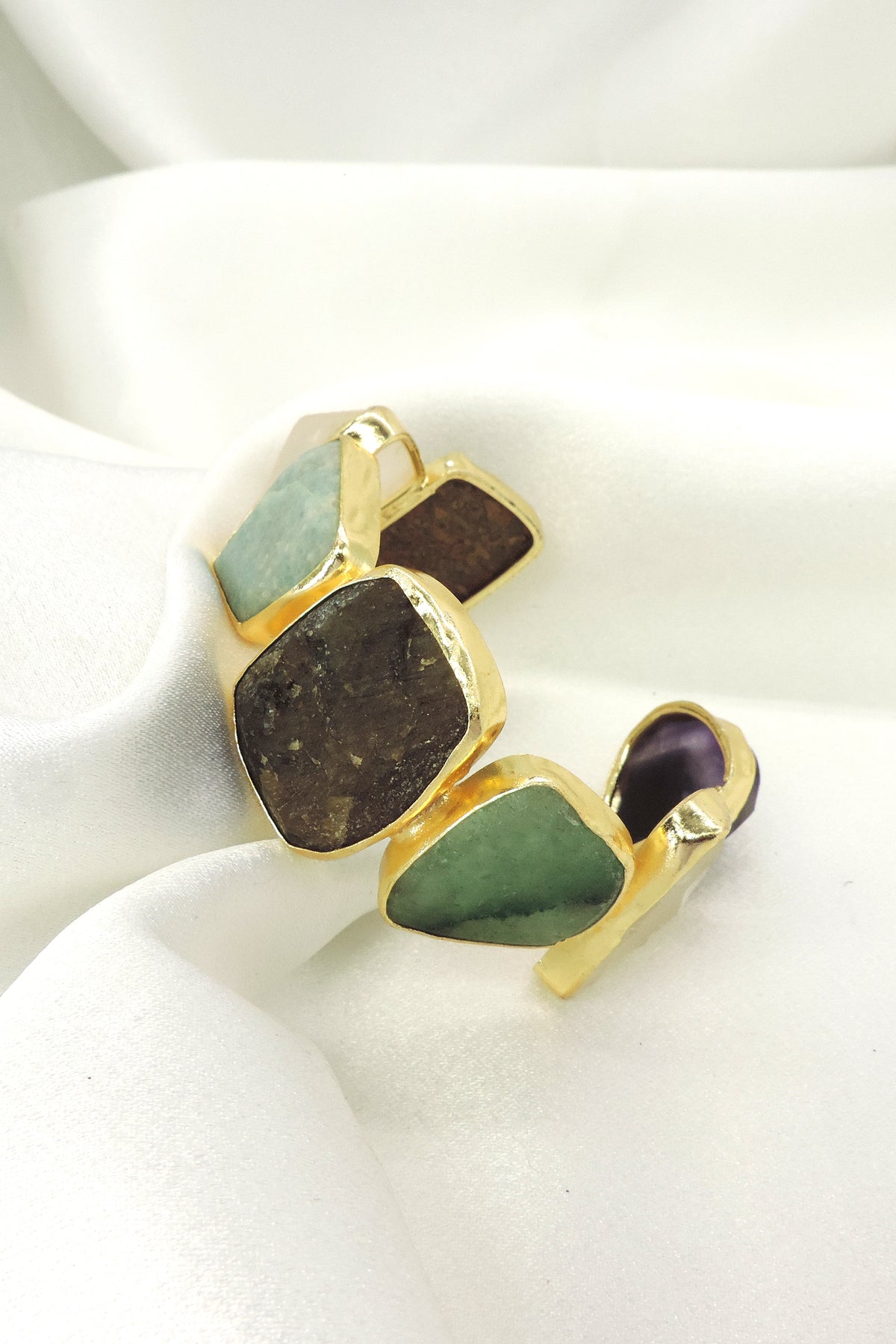 Multistone Open Cuff Bracelet