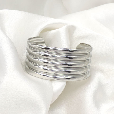 Layered Silver Cuff Bracelet by Joyrias