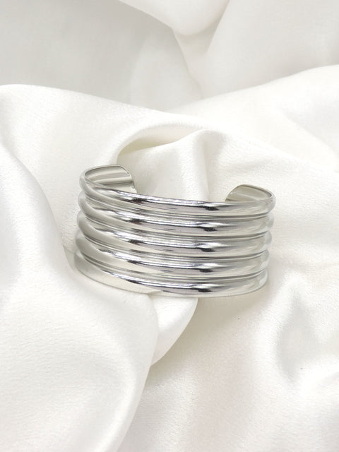 Layered Silver Cuff Bracelet by Joyrias