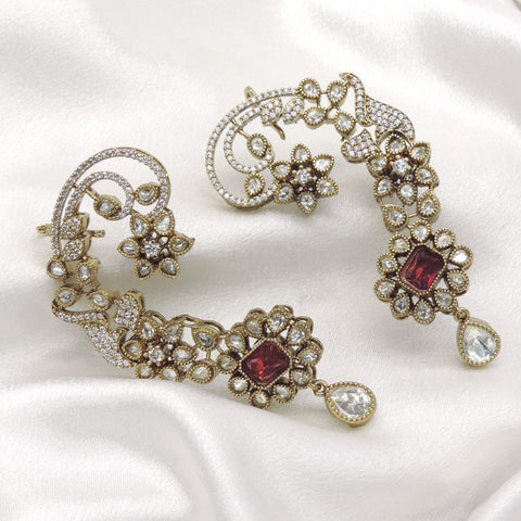 Ruby Floral AD Ear Cuff Earrings by Joyrias