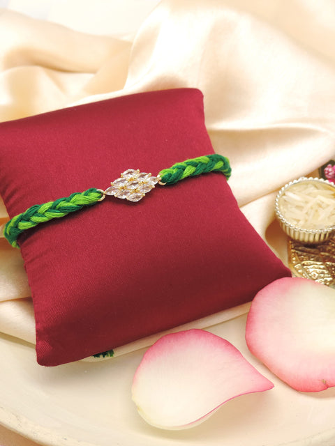 Green Zircon Floral Bhaiya Rakhi
