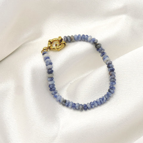 Blue Natural Stone Beaded Bracelet by Joyrias