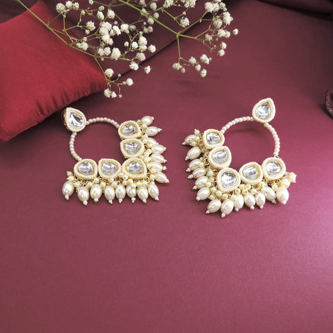 Classic drop chandbali earrings with pearls – Indian pearl chandbali for weddings USA – Joyrias