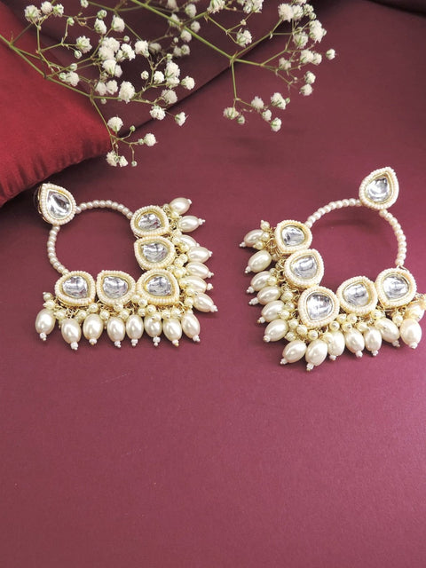 Classic drop chandbali earrings with pearls – Indian pearl chandbali for weddings USA – Joyrias