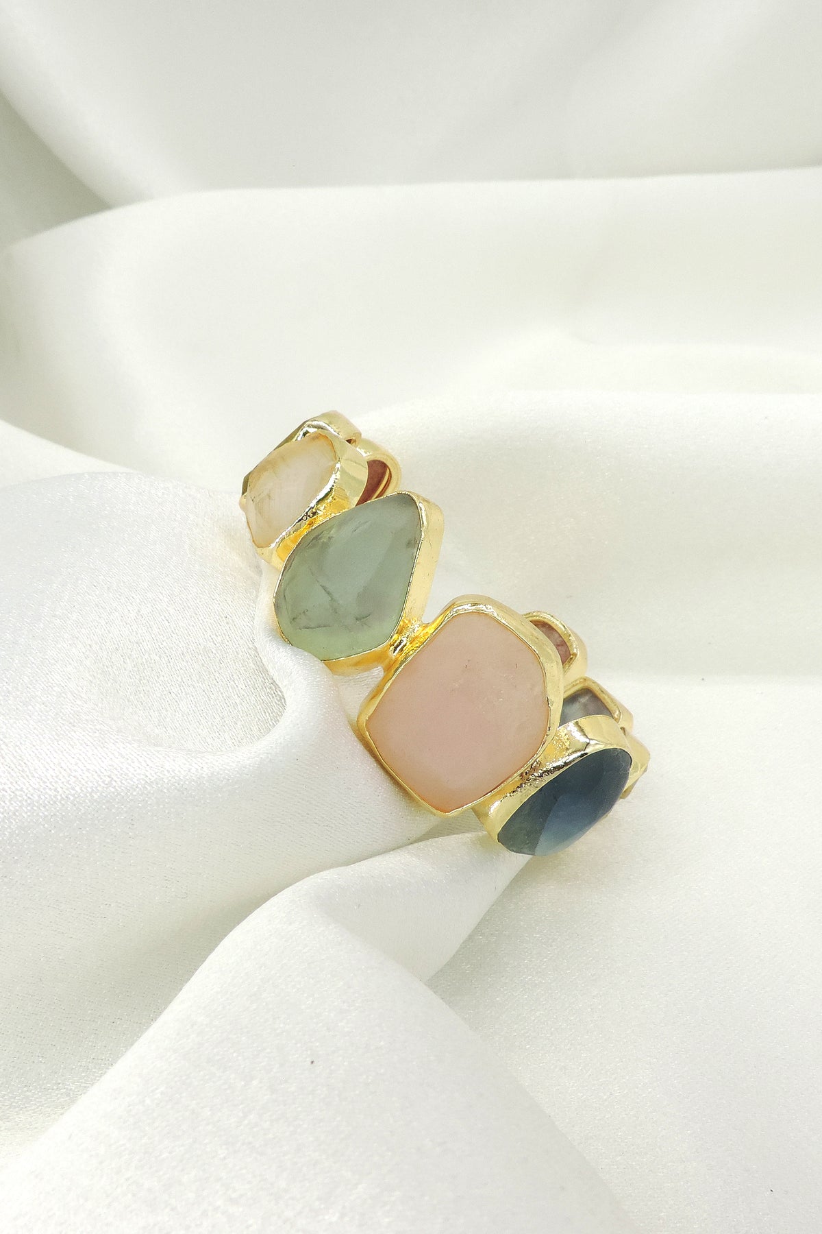 Multistone Open Cuff Bracelet