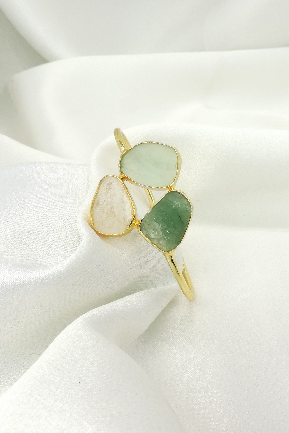 Raw Citrine & Amethyst Open Cuff Bracelet | Gold Plated Gemstone Jewelry