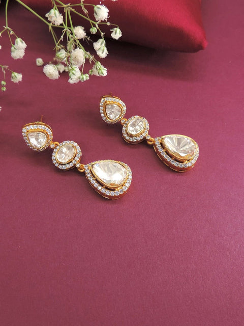 Teardrop Moissanite dangler earrings – Indian Moissanite earrings for weddings USA – Joyrias