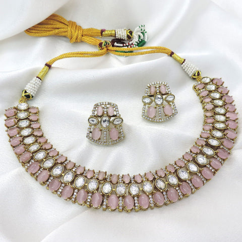 Blush Kundan choker necklace set by Joyrias