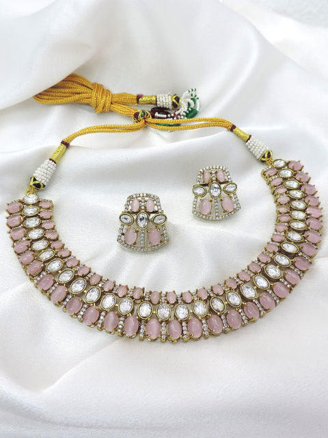Blush Kundan choker necklace set by Joyrias