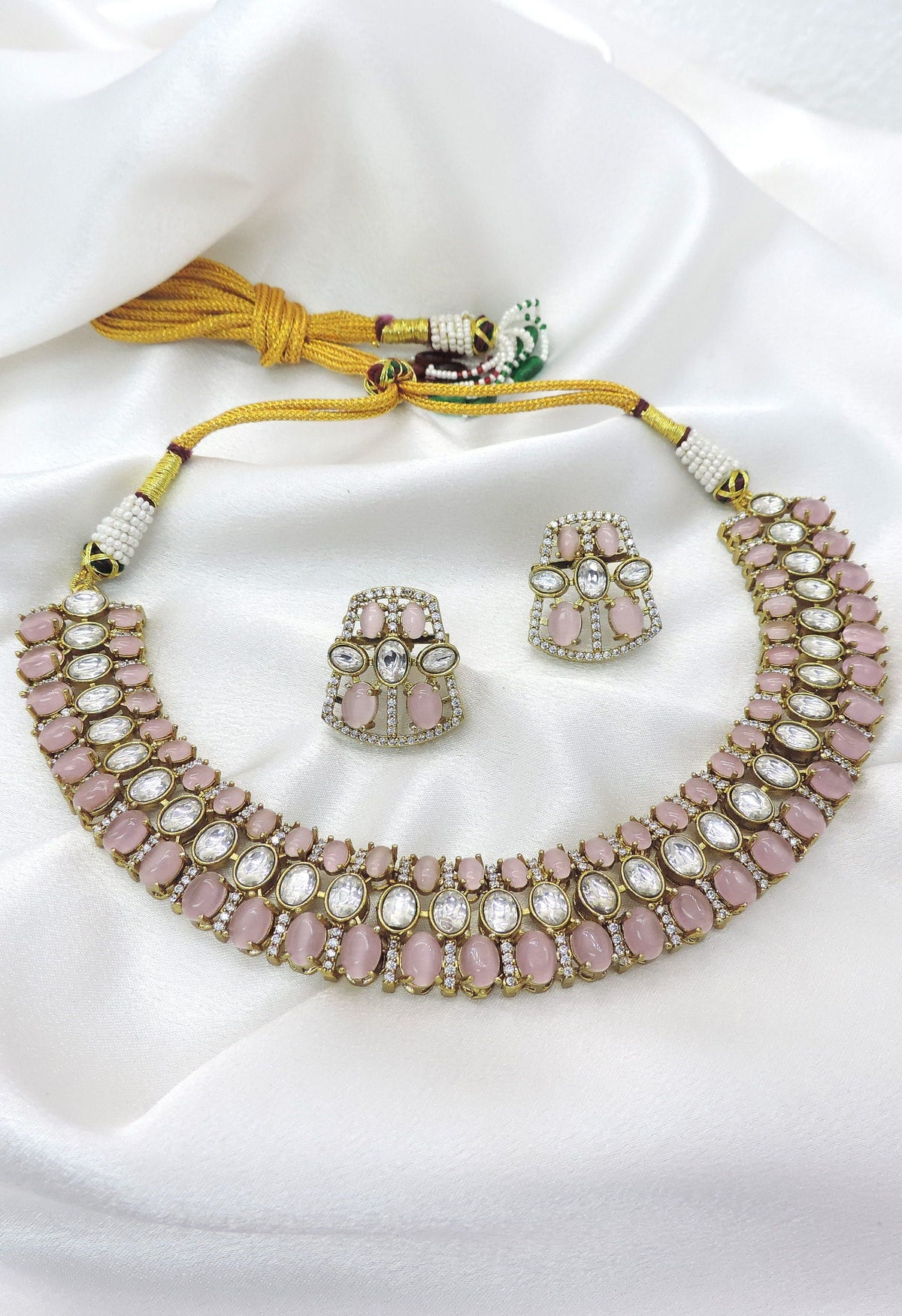 Blush Kundan choker necklace set by Joyrias