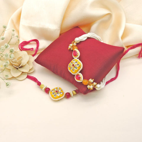 Sunlit Floral Bhaiya Bhabhi Rakhi Set by Joyrias