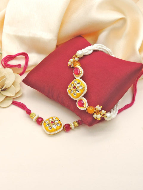 Sunlit Floral Bhaiya Bhabhi Rakhi Set by Joyrias