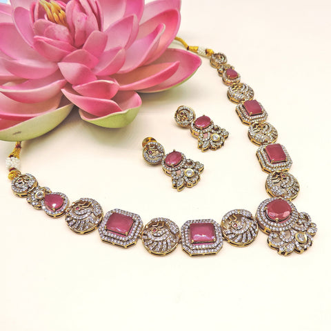 Victorian red stone necklace set – Indian Victorian style red necklace USA – Joyrias
