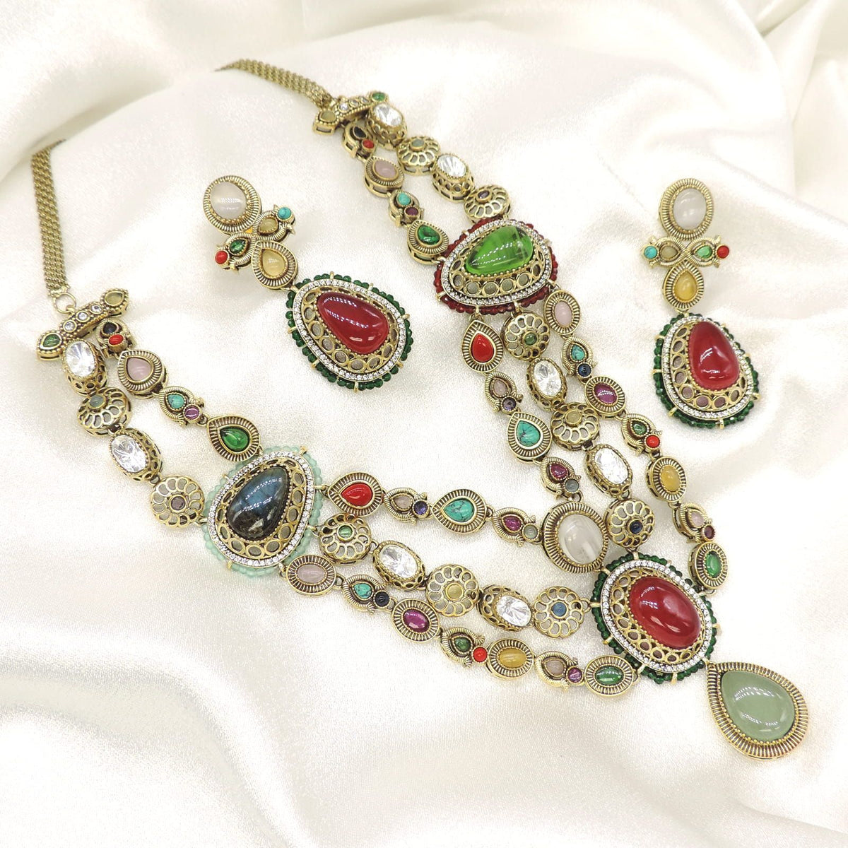 Heritage Polki Multi-Stone Statement Necklace Set