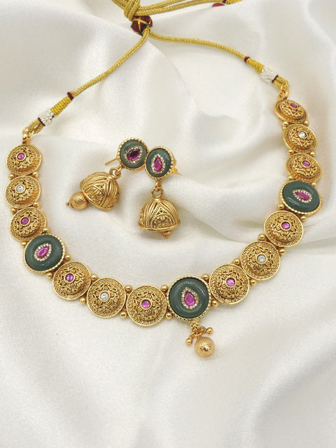 Heritage Style Antique Gold Necklace Set