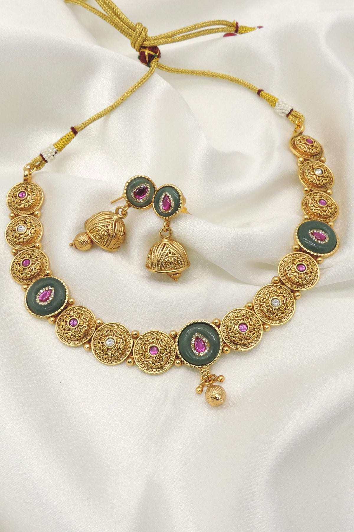 Heritage Style Antique Gold Necklace Set