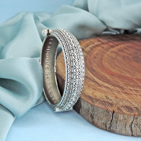 Plain silver tone openable bangle – Indian kada for women daily wear USA – Joyrias